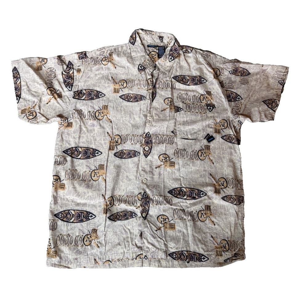 Kavu Men's Size Large Hawaiian Shirt 100 Percent Cotton Tiki Surf Vacation